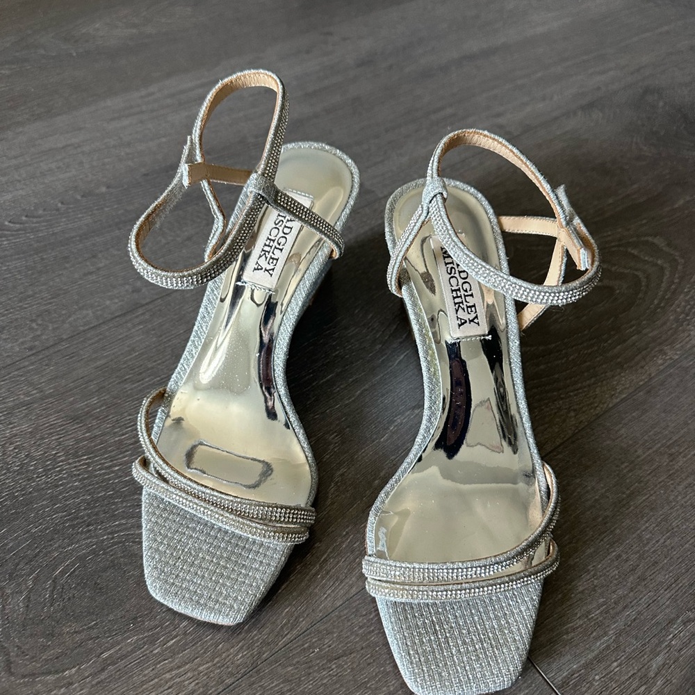 Badgley Mischka Glittering Silver Heels